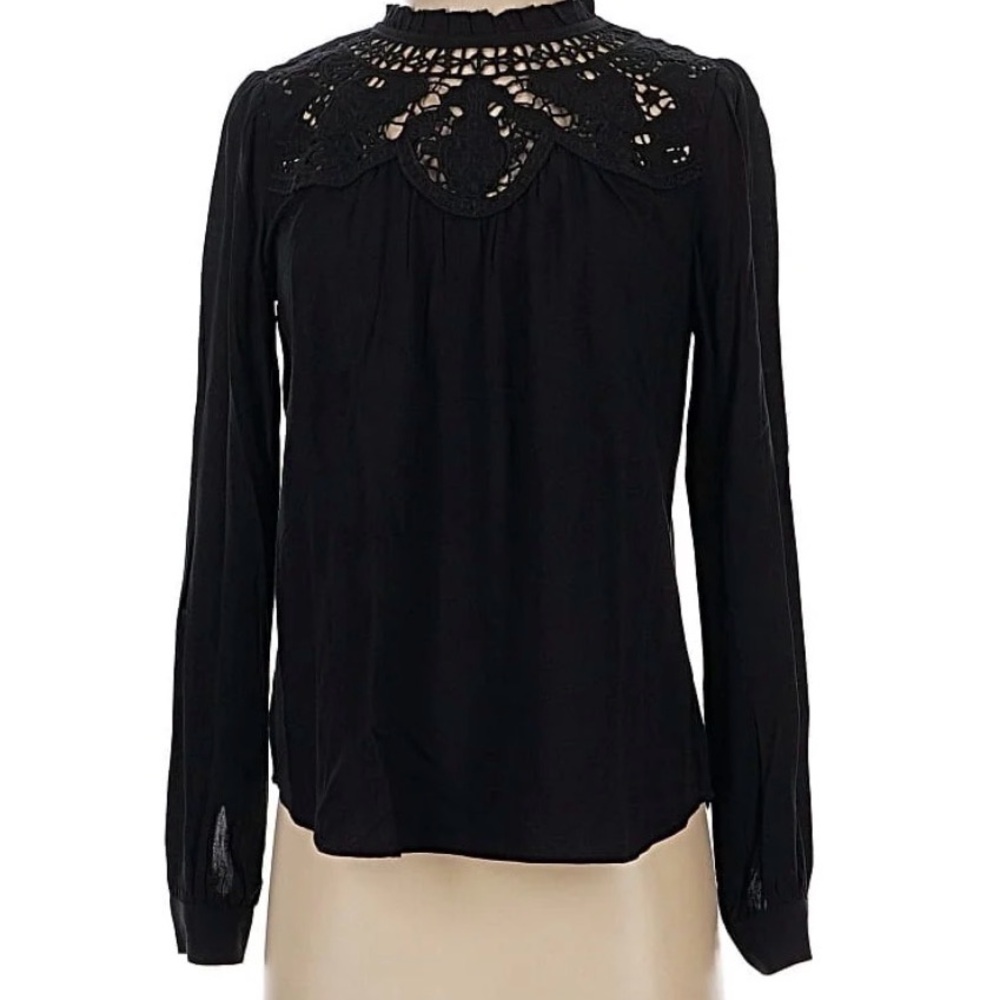 LOFT Black Lace Detail Blouse Women’s Size Medium, New with Tags